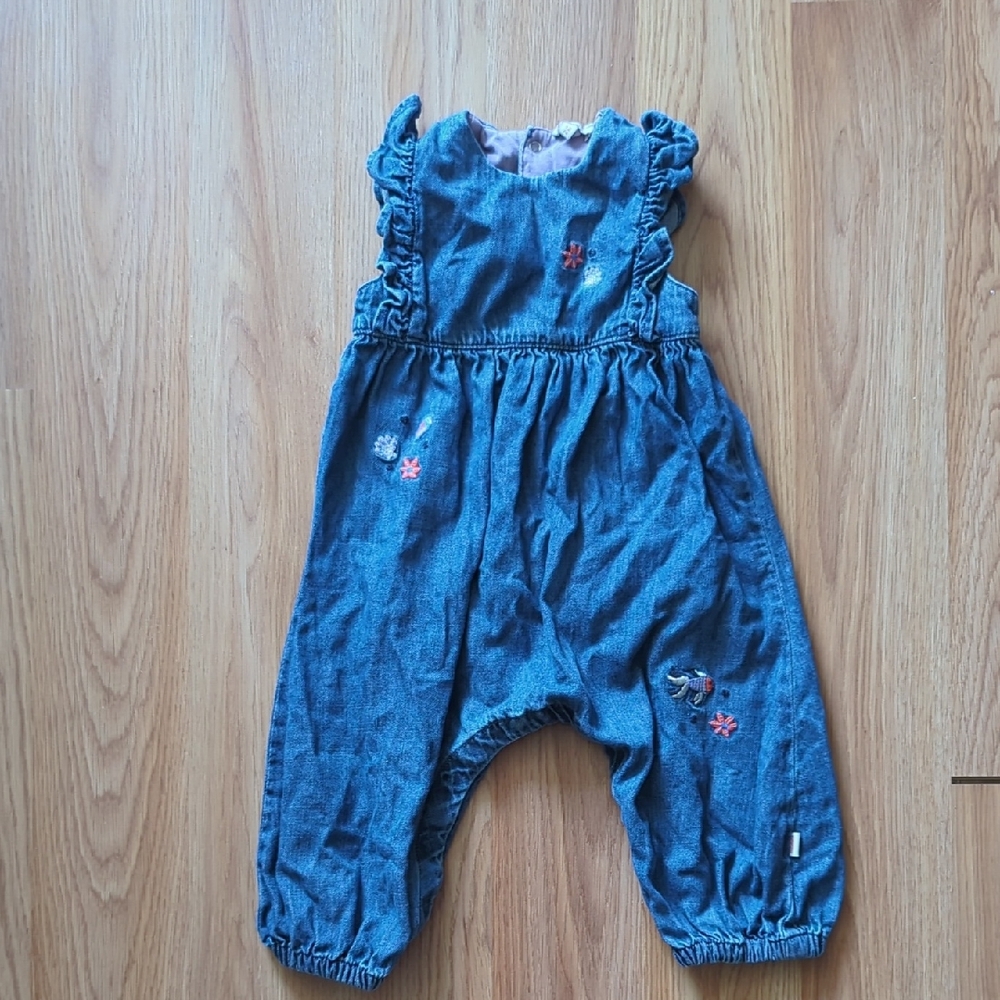 Catimini Blue Romper with Relaxed Fit and Elastic Cuffs